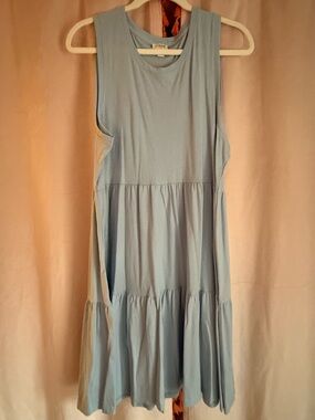 J. Crew Sleeveless Light Blue Tiered Midi Dress